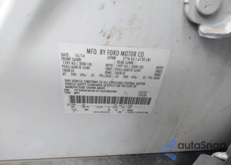 2015 Ford Explorer Xlt from USA, damaged, VIN 1FM5K8D81FGA99096